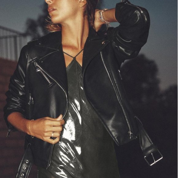 ZARA FAUX LEATHER BIKER JACKET - Picture 2 of 4